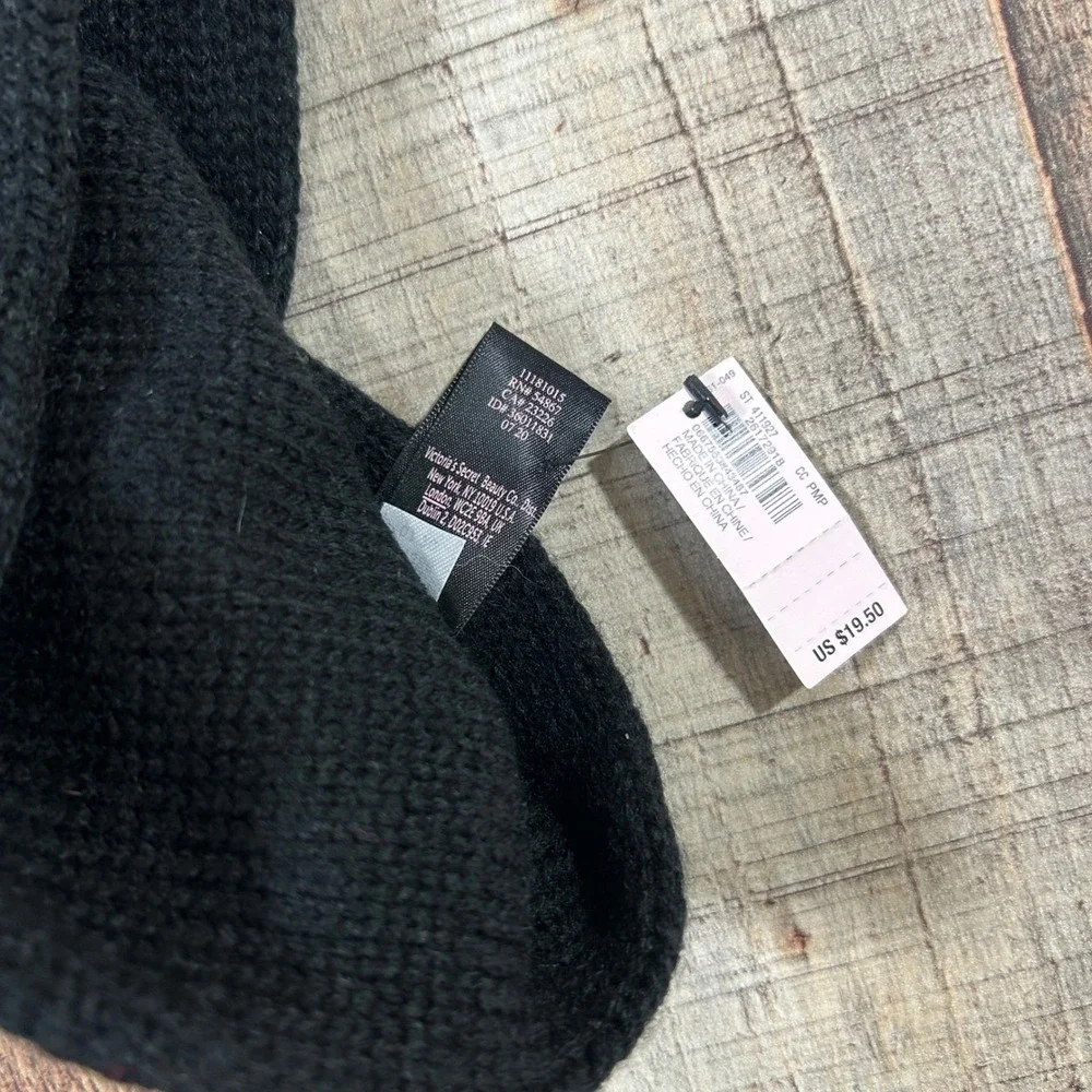 Victoria's Secret Black Rhinestone Knit Headband Ear Warmer NWT Luxe Glam Cozy